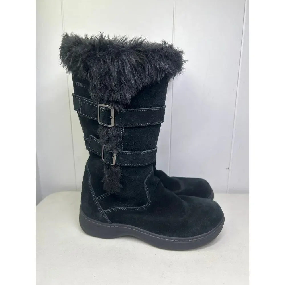 L.L.Bean Nordic Tek 2.5 boots feature faux-fur trim 7 side buckle straps size 9